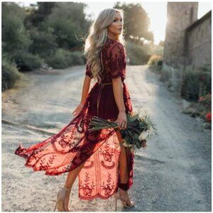 Eleter Romantic Whimsigoth Romper Maxi Dress Boho Lace Women S Dark Cottage